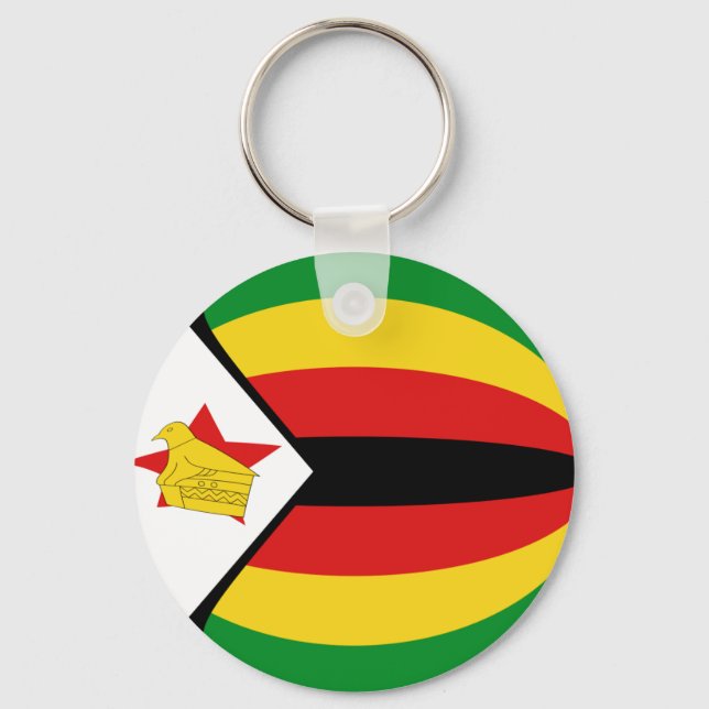 Nyckelkedjan Zimbabwe Fisheye Flagga Nyckelring (Framsida)