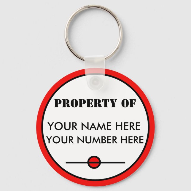 Nyckelkedjans ID-MÄRKRE med ditt namn, ditt nummer Nyckelring (Framsida)