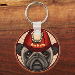 Nyckelkedjor för Pug Firefighter Nyckelring