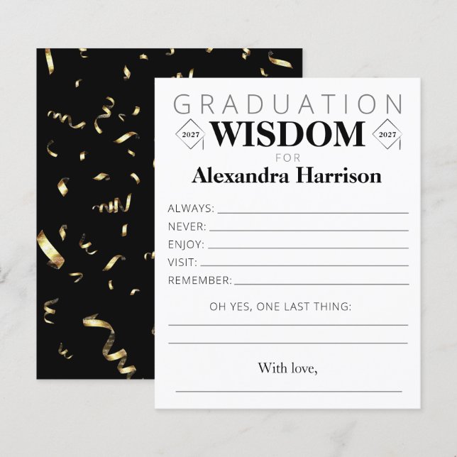 Nyckelkort för råd till studenten | Svarta Guld (Fram/baksida)