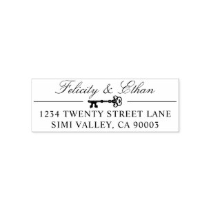 Nyckelnamn & returadress för vintage antikt självfärgande stämpel