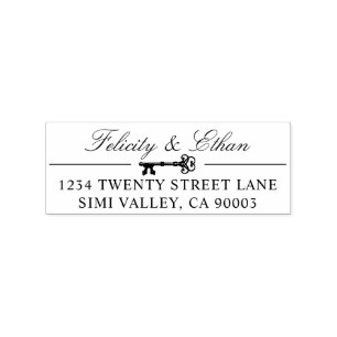 Nyckelnamn & returadress för vintage antikt stämpel