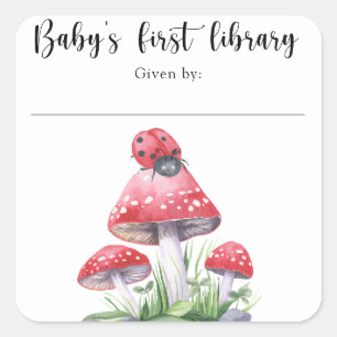 Nyckelpiga - baby's första bibliotek fyrkantigt klistermärke