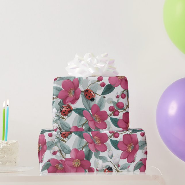 Nyckelpiga Blommönster Presentpapper (Festgåvor)