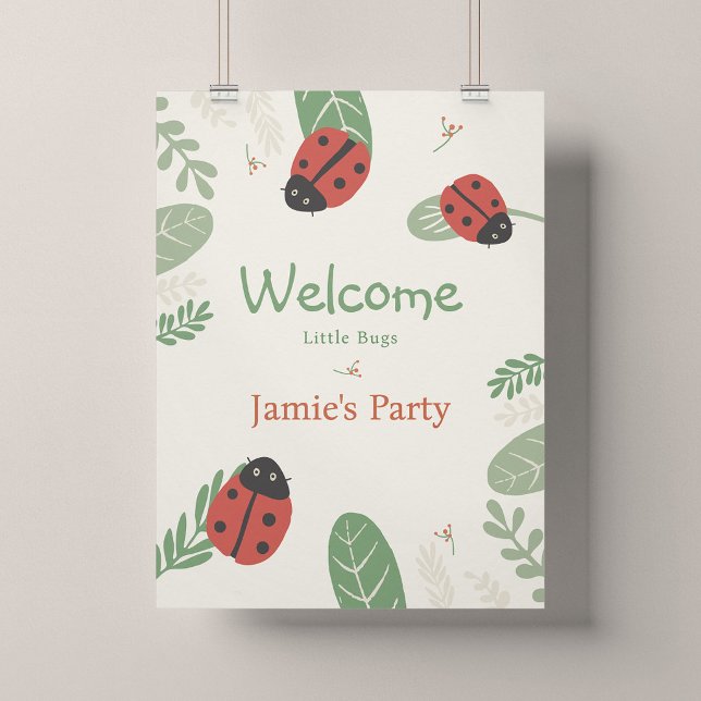 Nyckelpiga Födelsedags Välkomstaffisch - Storlek 1 Poster (Ladybird Meadow - 18x24" Party Welcome Poster)