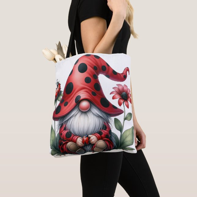 Nyckelpiga Gnome Tote Bag Tygkasse (Närbild)