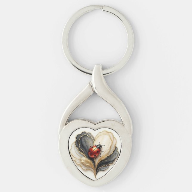 Nyckelpiga Hjärtblad  Twisted Heart Silverfärgad Nyckelring (Framsidan)