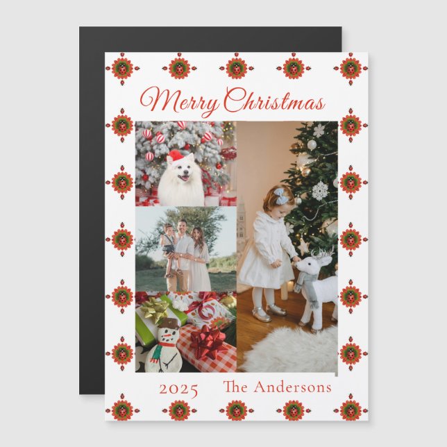 Nyckelpiga jul fotokollage Magnetisk kortlek (Fram/baksida)