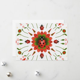 Nyckelpiga Jul Röd Grön Vit Julkort