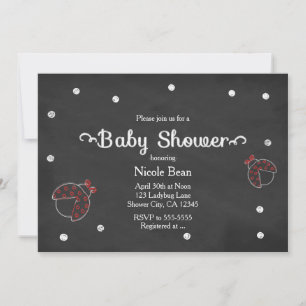 Nyckelpiga Krit tavla prickar Baby Shower Inbjudni Inbjudningar