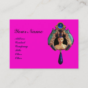 Nyckelpiga,Lapis, Blue Gemstone Monogram Rosa Visitkort