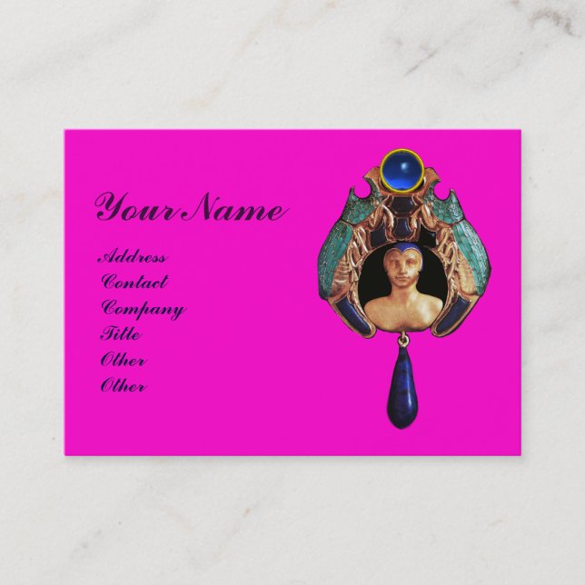 Nyckelpiga,Lapis, Blue Gemstone Monogram Rosa Visitkort (Framsida)
