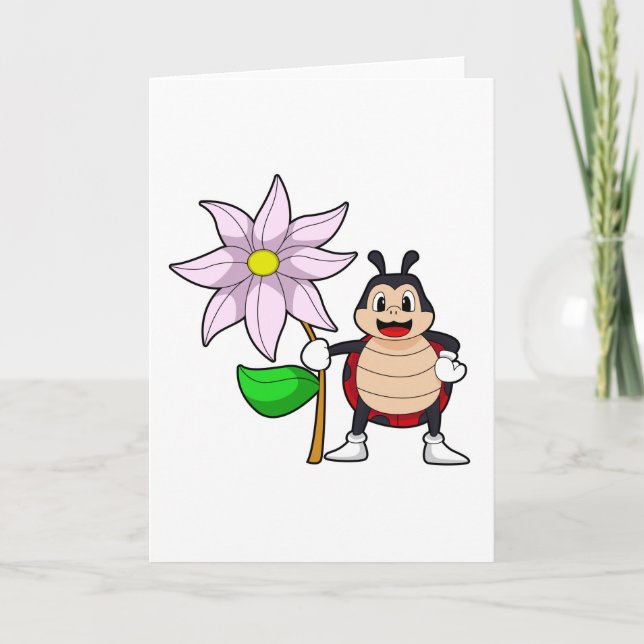 Nyckelpiga med blomma.PNG Kort (Framsida)