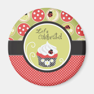 Nyckelpiga- & muffinfödelsedag magnet