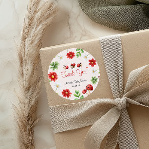 Nyckelpiga Nyfödd Baby Shower Tack  Runt Klistermärke
