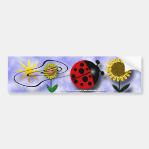 Nyckelpiga och blommor bildekal