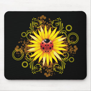 Nyckelpiga och solros Mousepad Musmatta