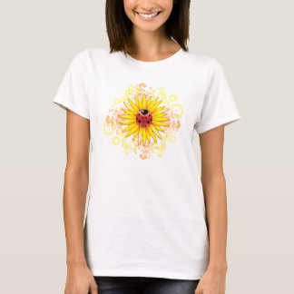 Nyckelpiga- och solrosdamskjorta tee shirt