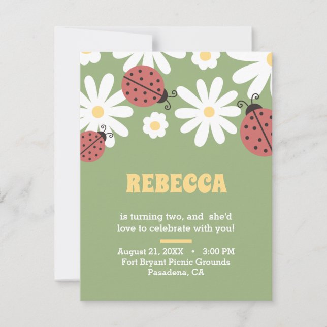 Nyckelpiga och tusenskönor blommig feminin födelse (Framsida)