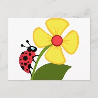 Nyckelpiga på Gult blomma Vykort