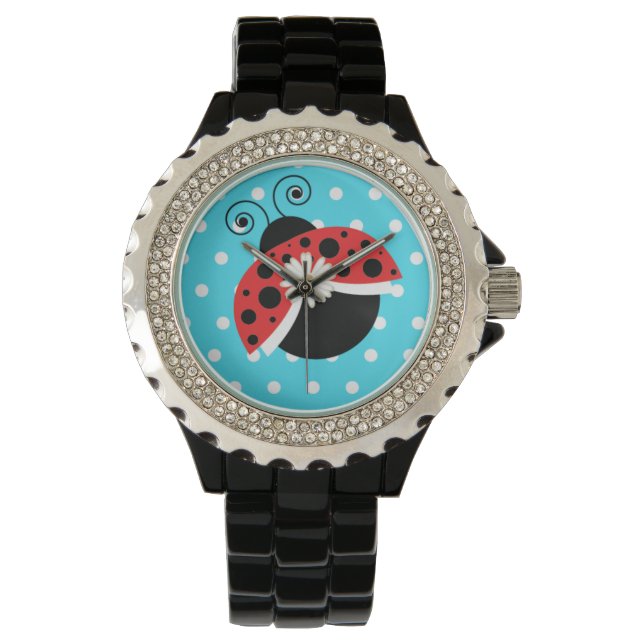 Nyckelpiga Polka Dot Daisy Wrist Watch Ladybug Armbandsur (Framsida)