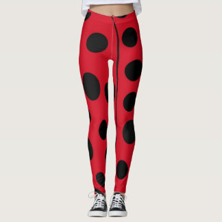 Nyckelpiga Röd och Svarta Fläckar Leggings