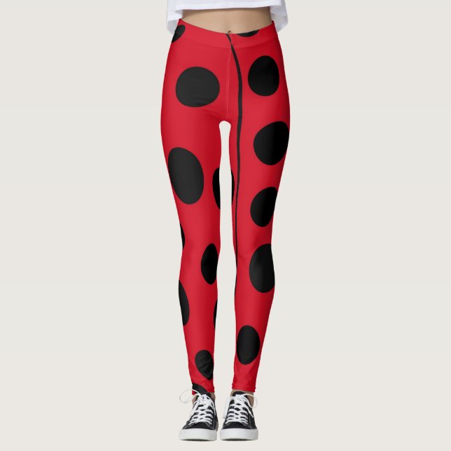 Nyckelpiga Röd och Svarta Fläckar Leggings (Framsida)