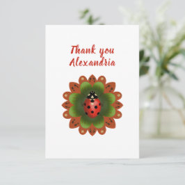 Nyckelpiga Röd Vit och Grön Tack Kort