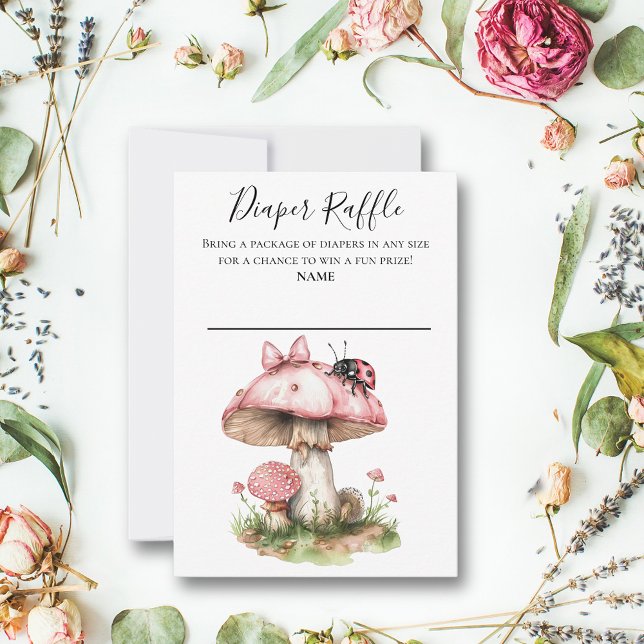 Nyckelpiga Rosa Baby Shower Blöja Lotteri Inbjudningar (Skapare uppladdad)