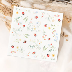 Nyckelpiga sommar trädgård baby shower pappers ser pappersservett