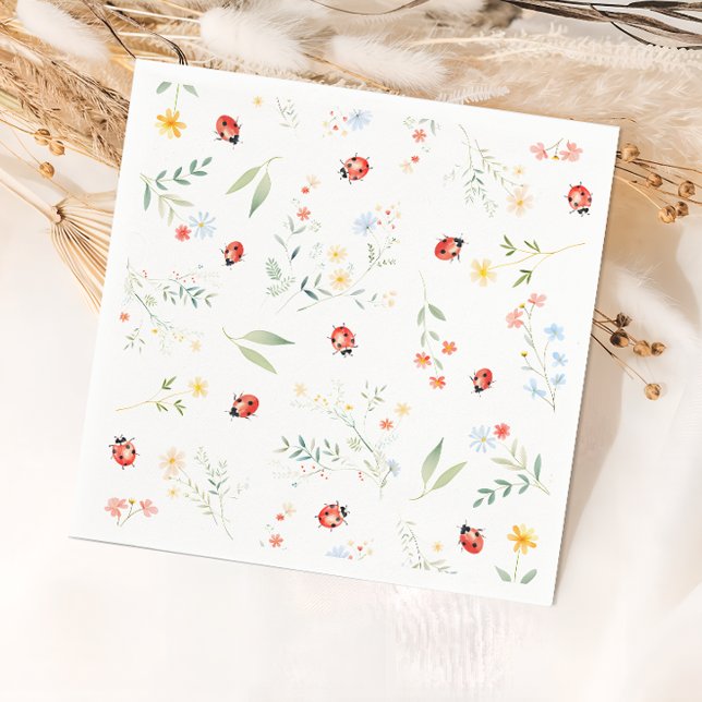 Nyckelpiga sommar trädgård baby shower pappers ser pappersservett (Skapare uppladdad)