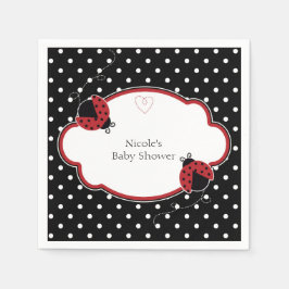 Nyckelpiga Svart Vitt & Rött Prickig Fest Pappersservett