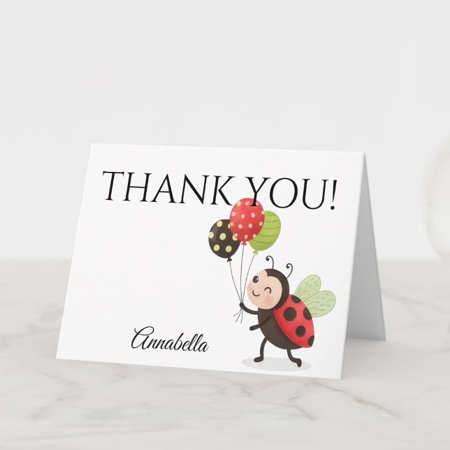 Nyckelpiga tackkort för födelsedag (Ladybug personalized thank you card)