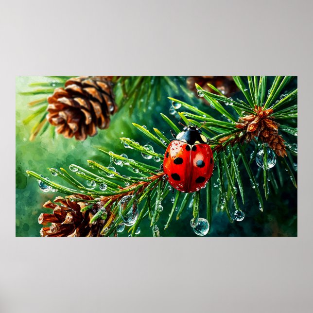 Nyckelpiga Tallgren Naturlig Väggdekoration Botani Poster (Framsidan)