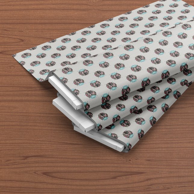 Nyckelpiga Teal Blommig Chintz Mönster Tyg (Skapare uppladdad)