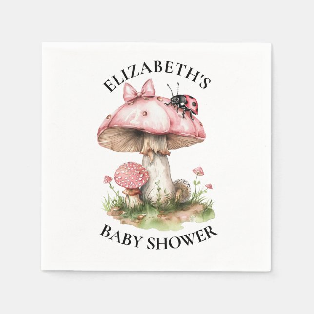 Nyckelpiga Vattenfärg Baby Shower  Pappersservett (Framsidan)