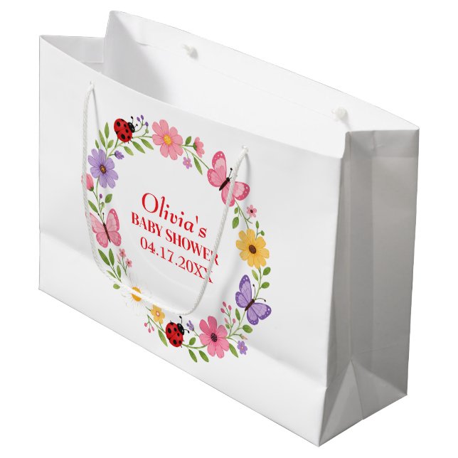 Nyckelpiga Vildblomma Babyflicka Babyshower (Framsidan Vinklad)