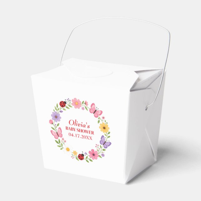 Nyckelpiga Vildblomma Babyflicka Shower Presentaskar (Framsidan Sidan)