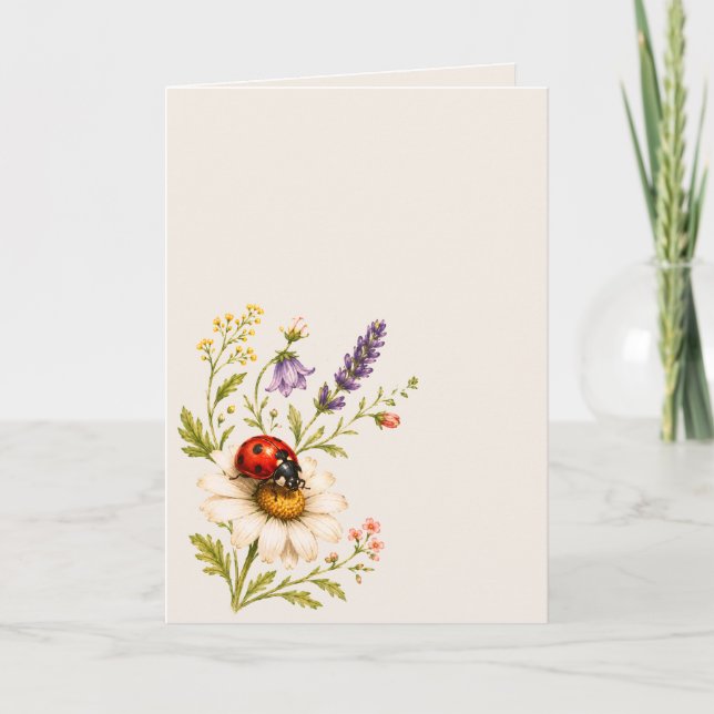 Nyckelpiga Vildblomma Kort (Framsida)