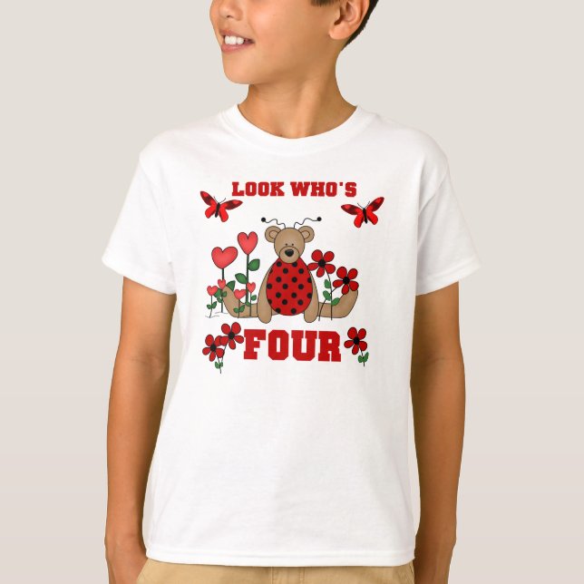Nyckelpigabjörn4e födelsedagen tee shirt (Framsida)