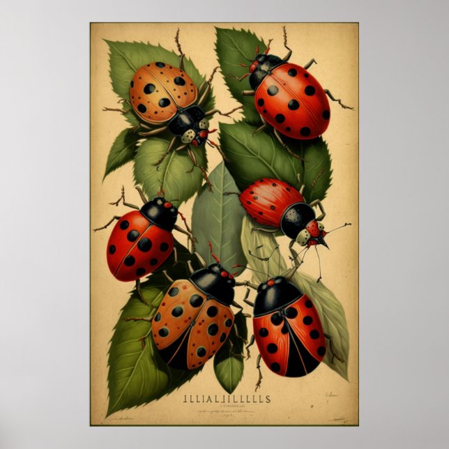 Nyckelpigan vintage Poster - Teckenutskrift (Framsidan)