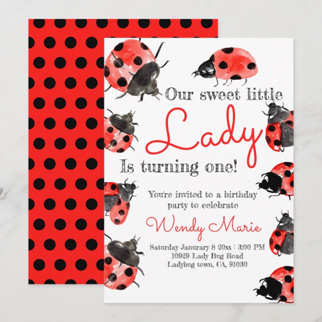 Nyckelpigans inbjudan till födelsedagstävling (Fram/baksida)