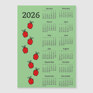 Nyckelpigor 2026 Kalender Magnetkort
