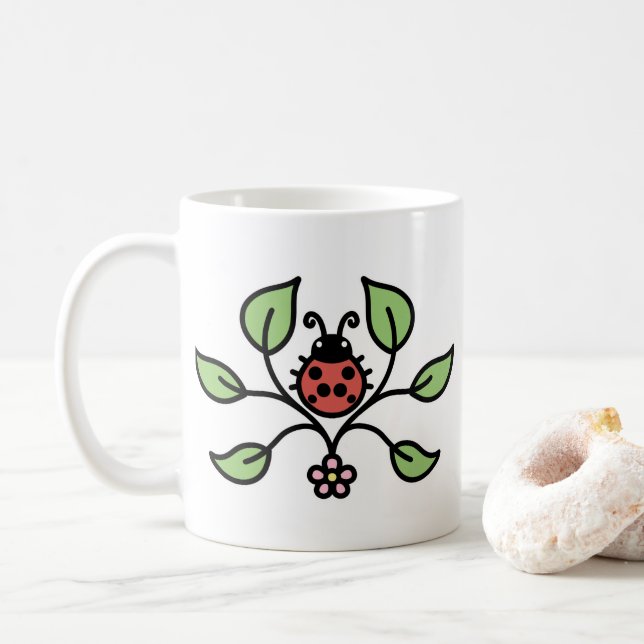 Nyckelpigor Blommig Mugg (Med munk)