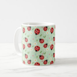 Nyckelpigor Blommönster Kaffemugg