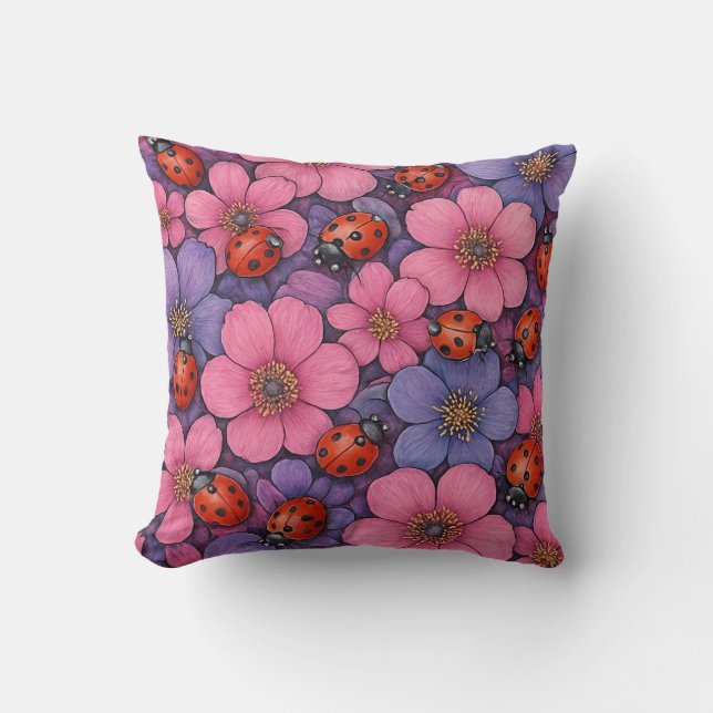 Nyckelpigor blommor kudde (Framsida)