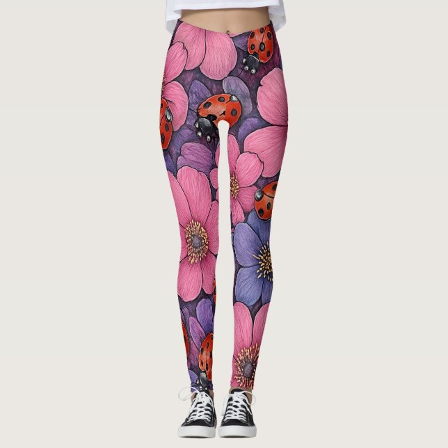 Nyckelpigor Blommor Leggings (Framsida)