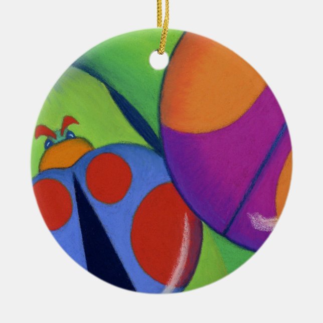 Nyckelpigor Julgransprydnad Keramik (Framsidan)