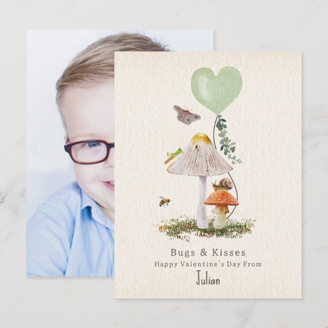 Nyckelpigor & Kisses Snigel Classroom Valentine Ph Vykort (Fram/baksida)