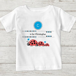 Nyckelpigor lägg till namn svart och blå t shirt